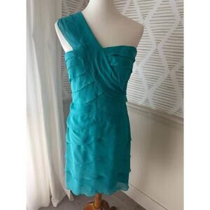 Max And Cleo Women’s Size 6 Medium Bluesail Scalloped Ruffle Party Mini Dress